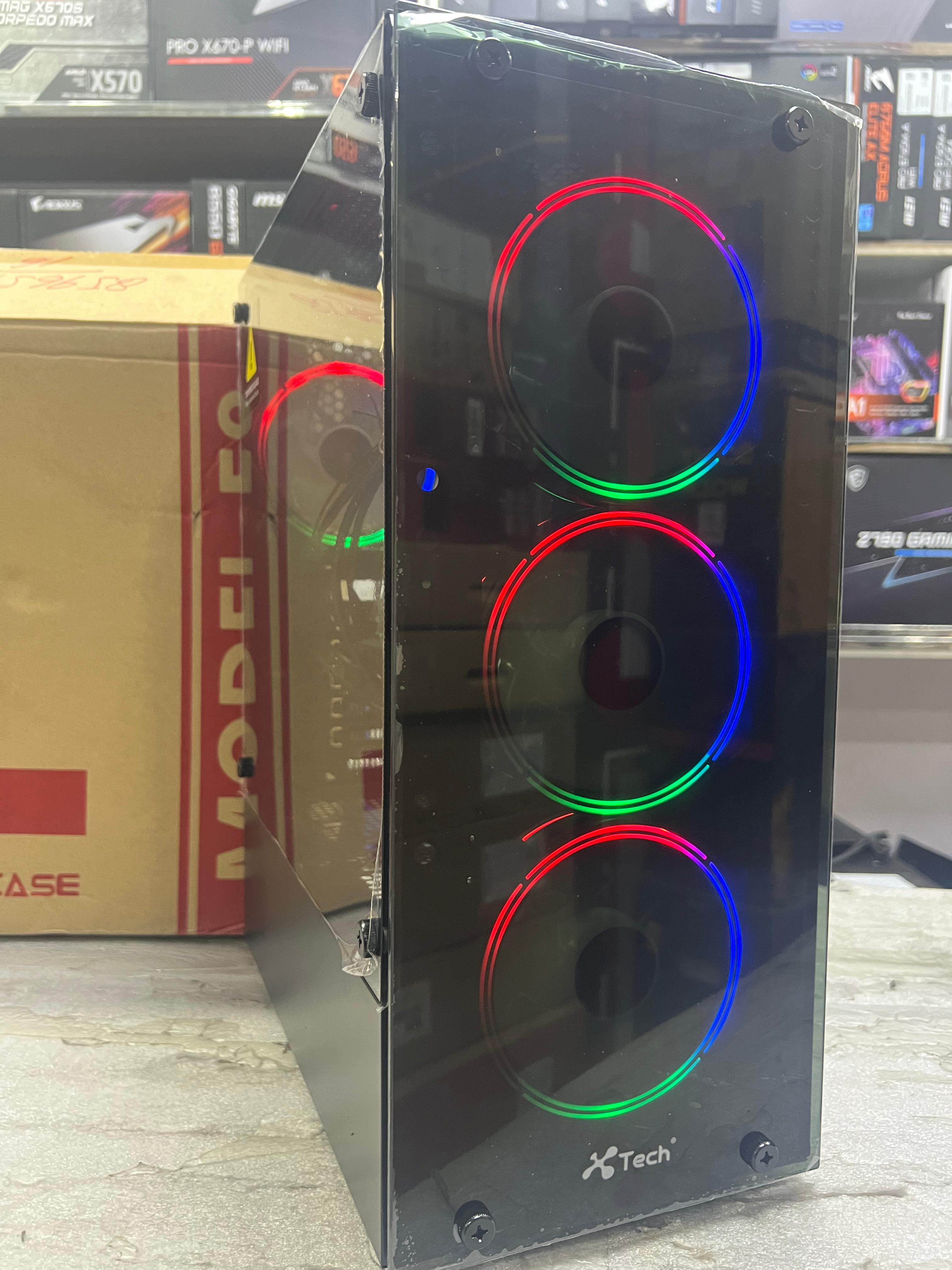 Xtech Casing F8 mid Tower black with 4 Rgb Fans Xtech Casing F8 mid Tower black with 4 Rgb Fans